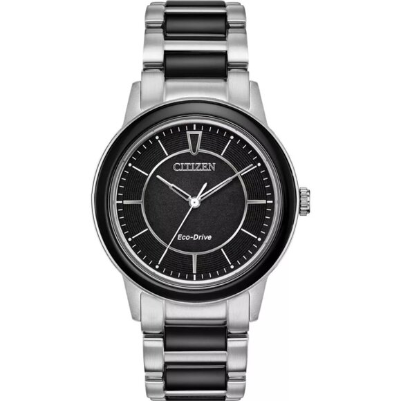 CITIZEN EM0741-51E CHANDLER ECODRIVE BLACK DIAL SILVER CERAMIC WOMENS WATCH - Picture 1 of 5